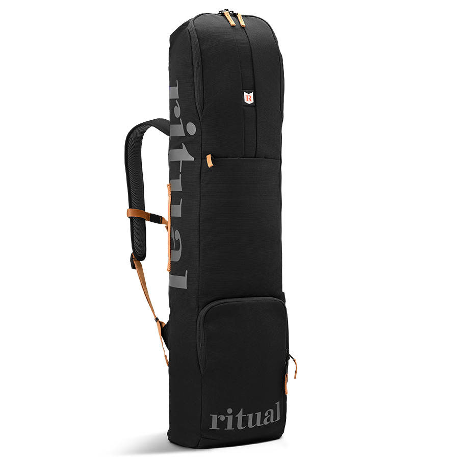 Ritual Tactic combo hockey bag black with  branding, front and left side view